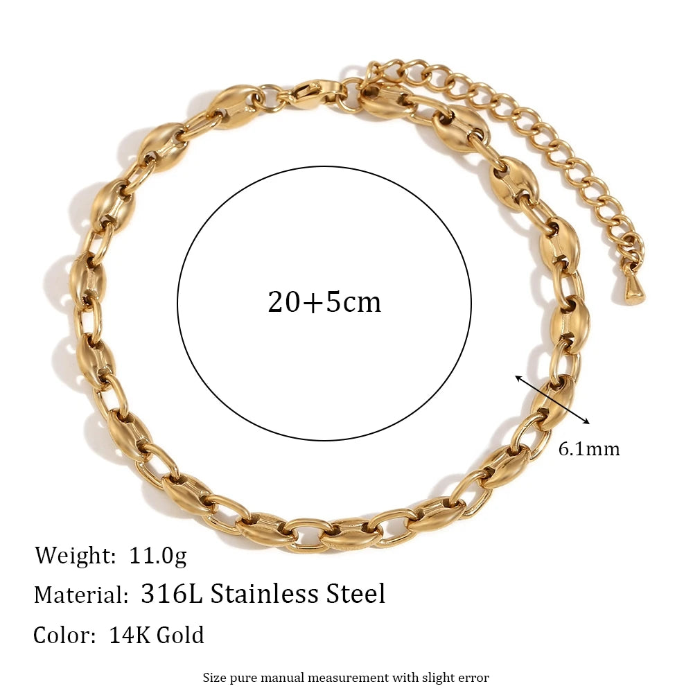 Chain Anklet - 14K Gold Plated Water Resistant Stainless Steel