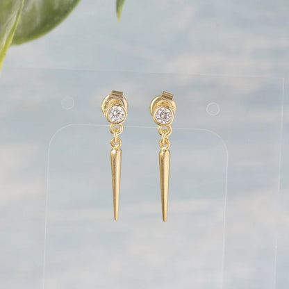 Gold silver color Stud Hoop Earrings for Women Cubic Zirconia Drop Earring Chain Circle earrings 20022 Jewelry