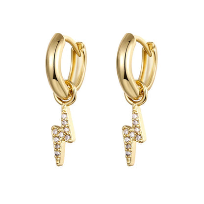 Gold silver color Stud Hoop Earrings for Women Cubic Zirconia Drop Earring Chain Circle earrings 20022 Jewelry