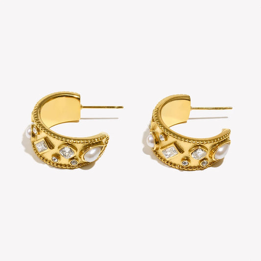 Pearl Rhinestone Earrings