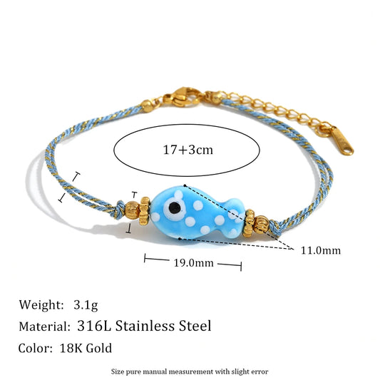 Colorful Fish Gold Bracelet – Summer Statement Piece - lifestyle photo