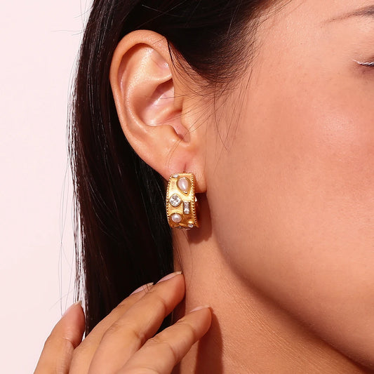 Pearl Rhinestone Earrings