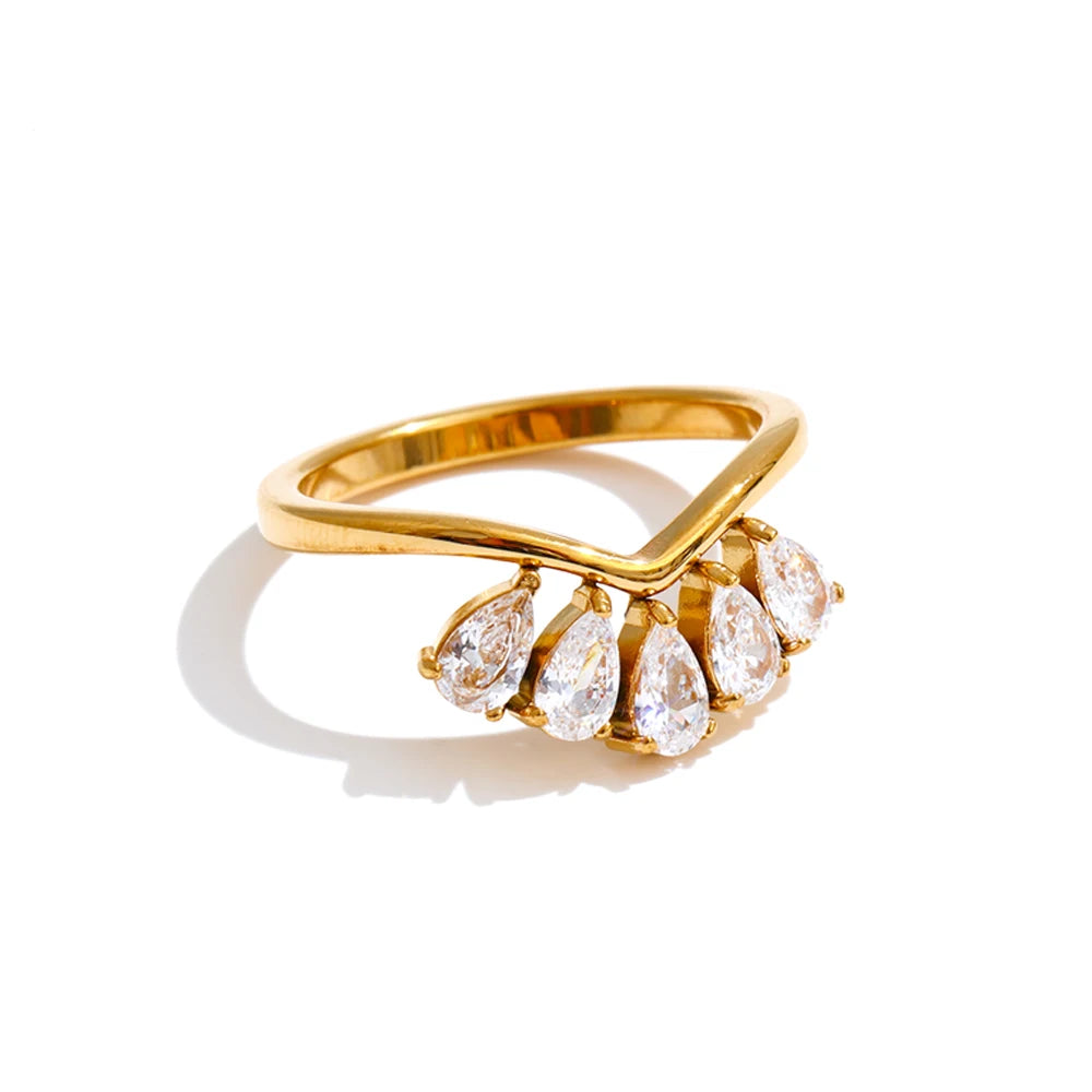 Lucie Gold Plated Geometric Zircon Ring