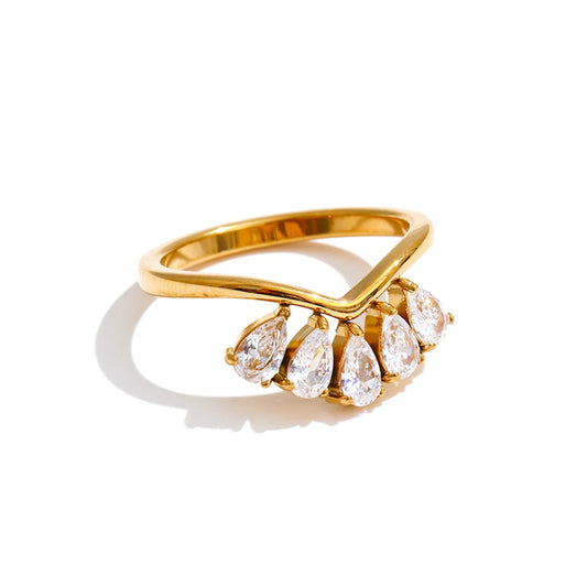 Lucie Gold Plated Geometric Zircon Ring