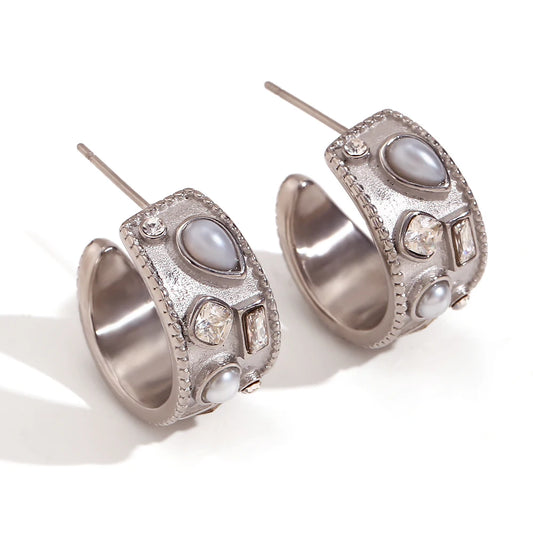 Pearl Rhinestone Earrings