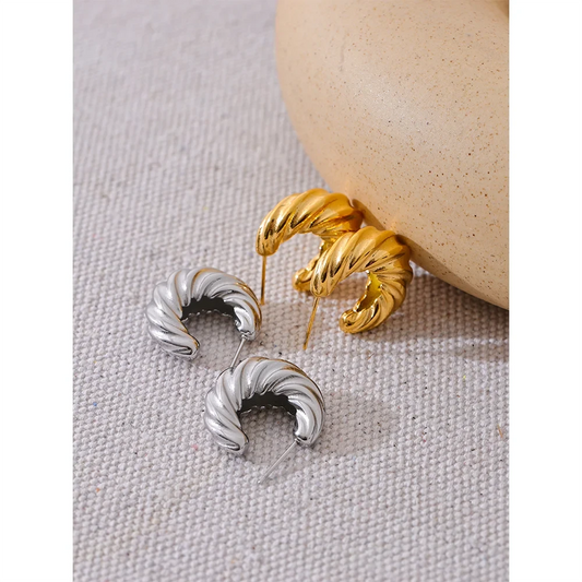 Chunky Twisted Rope Hoop Earrings - additional view 5