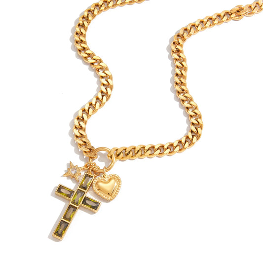Zara Zircon Classic Cross Pendant Necklace