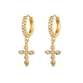 Cross Hoop Earrings, Gold