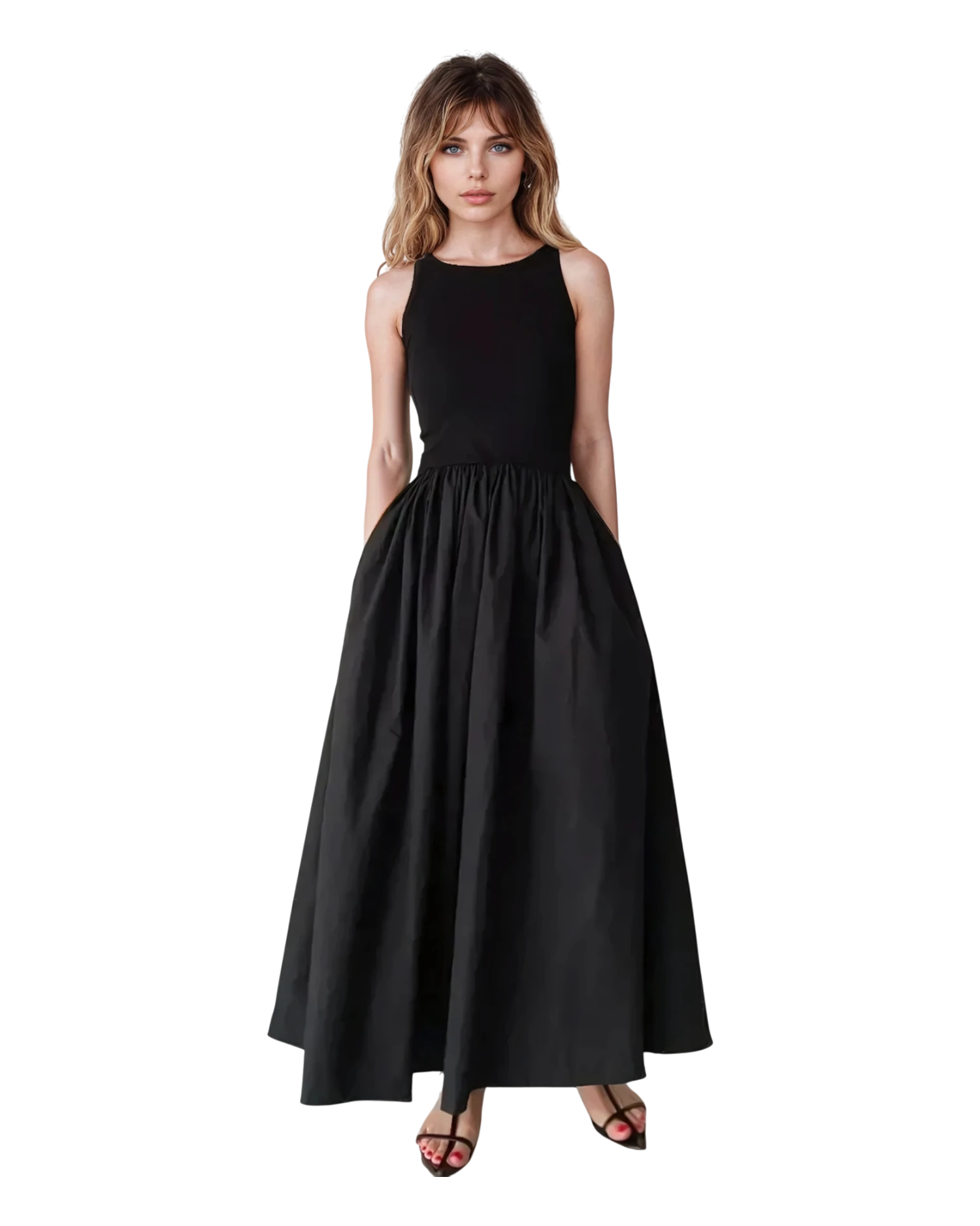 chic black maxi dress Elegant Sleeveless Black Maxi Dress Black / L