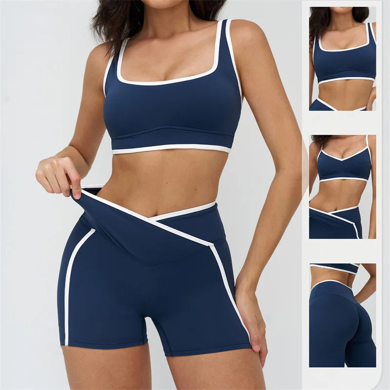 High Stretch Solid Yoga Shorts Set