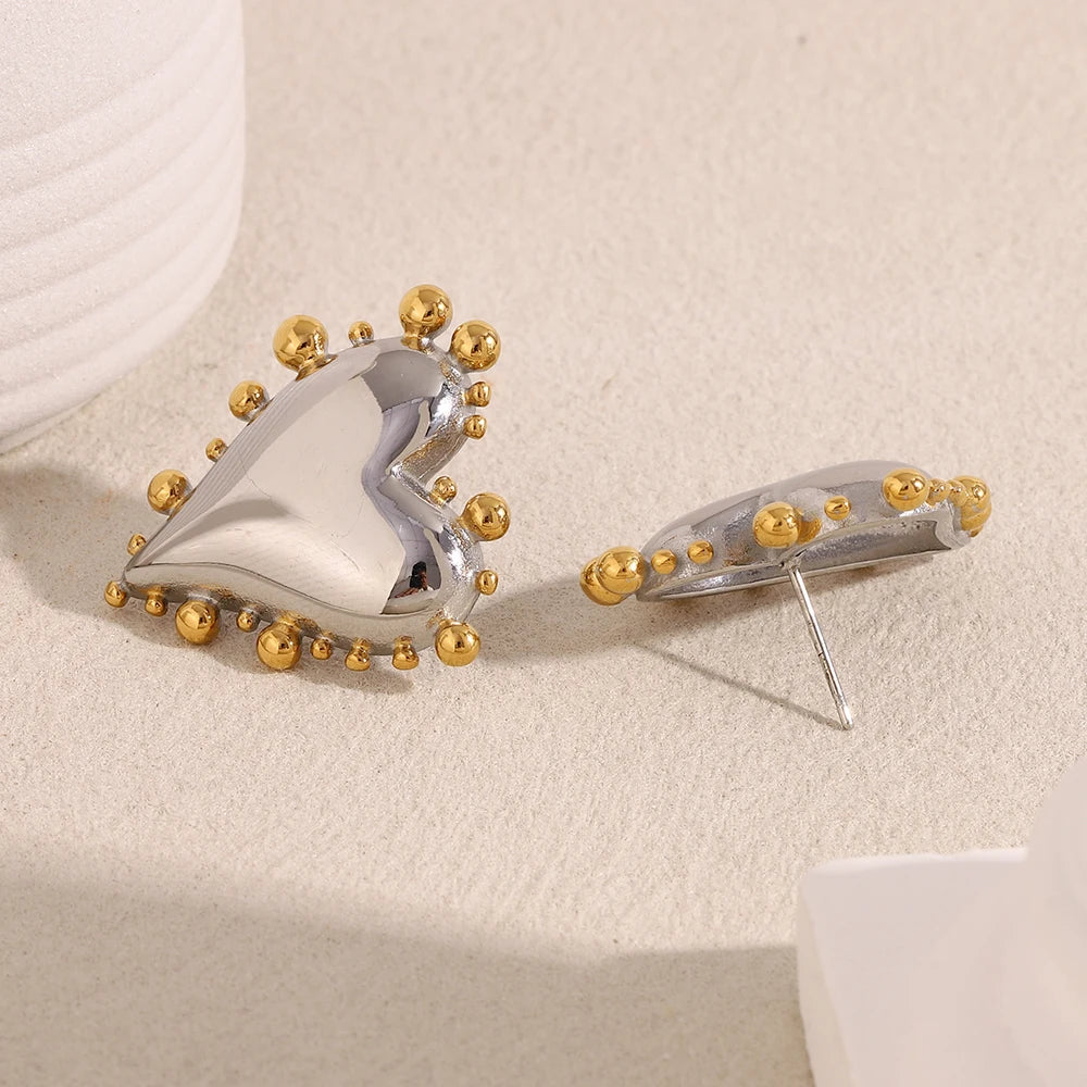 Mixed Color Heart-shaped Stud Earrings