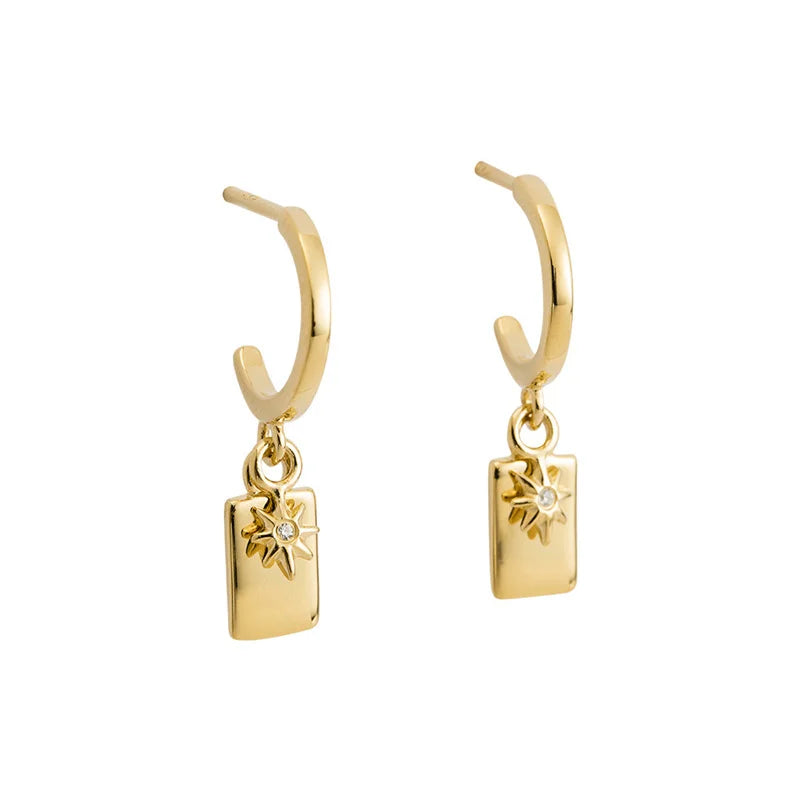 Gold silver color Stud Hoop Earrings for Women Cubic Zirconia Drop Earring Chain Circle earrings 20022 Jewelry