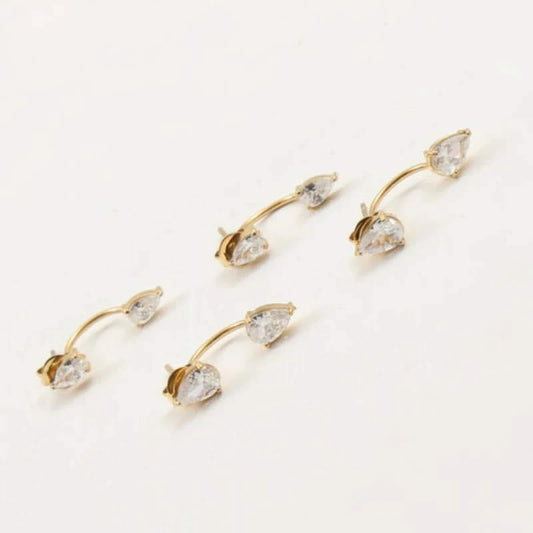 Elegantes pendientes de circonita con forma de gota de agua - Ropa de fiesta para mujer
