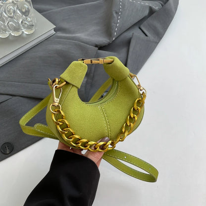 Mini Purse Green - Gold Chain Saddle Bag | Crossbody