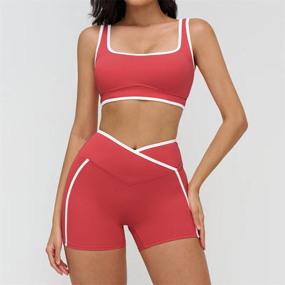 High Stretch Solid Yoga Shorts Set