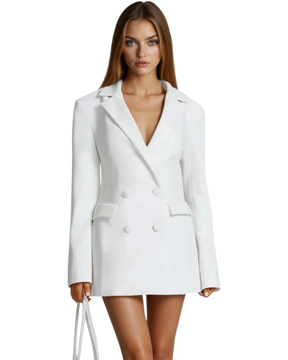 Sage Black Double-breasted Mini Blazer Dress