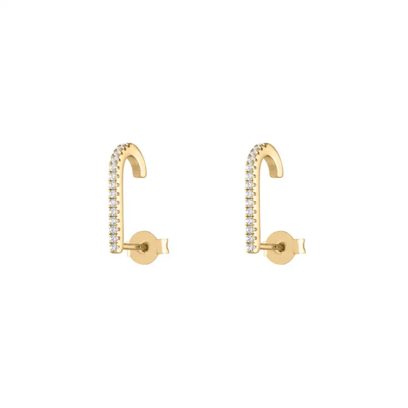 Gold silver color Stud Hoop Earrings for Women Cubic Zirconia Drop Earring Chain Circle earrings 20022 Jewelry
