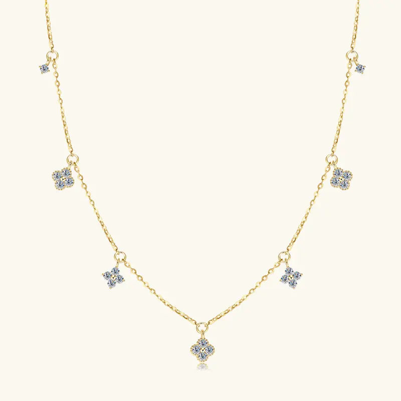 Moissanite Clover Choker Necklace - Elegant Wedding Jewelry