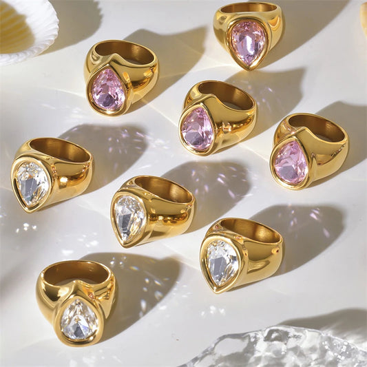 5A Zircon Water Drop Rings – Elegant Party Jewelry - lifestyle photo