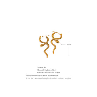 Size details of gold Snake Hoop Earrings