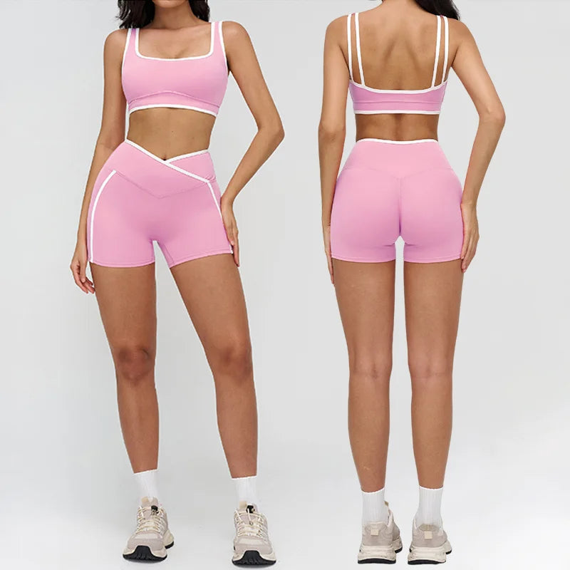 High Stretch Solid Yoga Shorts Set