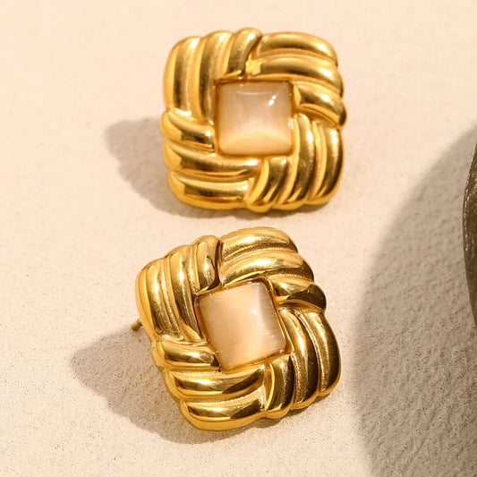 Vintage Cat Eye Earrings - Gold Plated Fashionista Chic - lifestyle photo