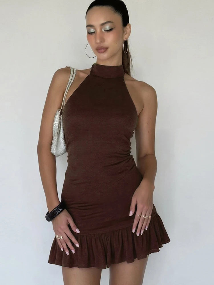 Ruffle Halter Bodycon Dress - Party Chic