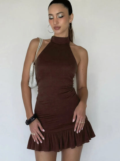 Ruffle Halter Bodycon Dress - Party Chic