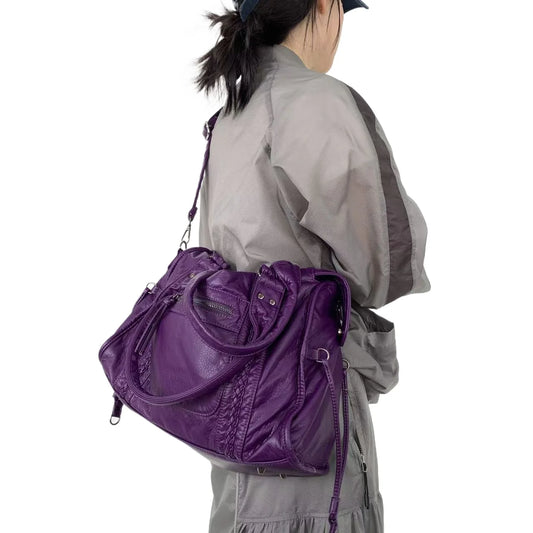 Purple Braided Crossbody Tote