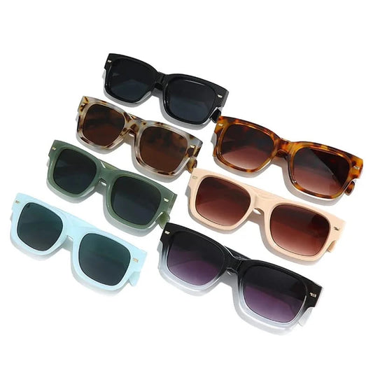 Vintage Square Rivet Sunglasses - Fashion Gradient Shades UV400 - model wearing new
