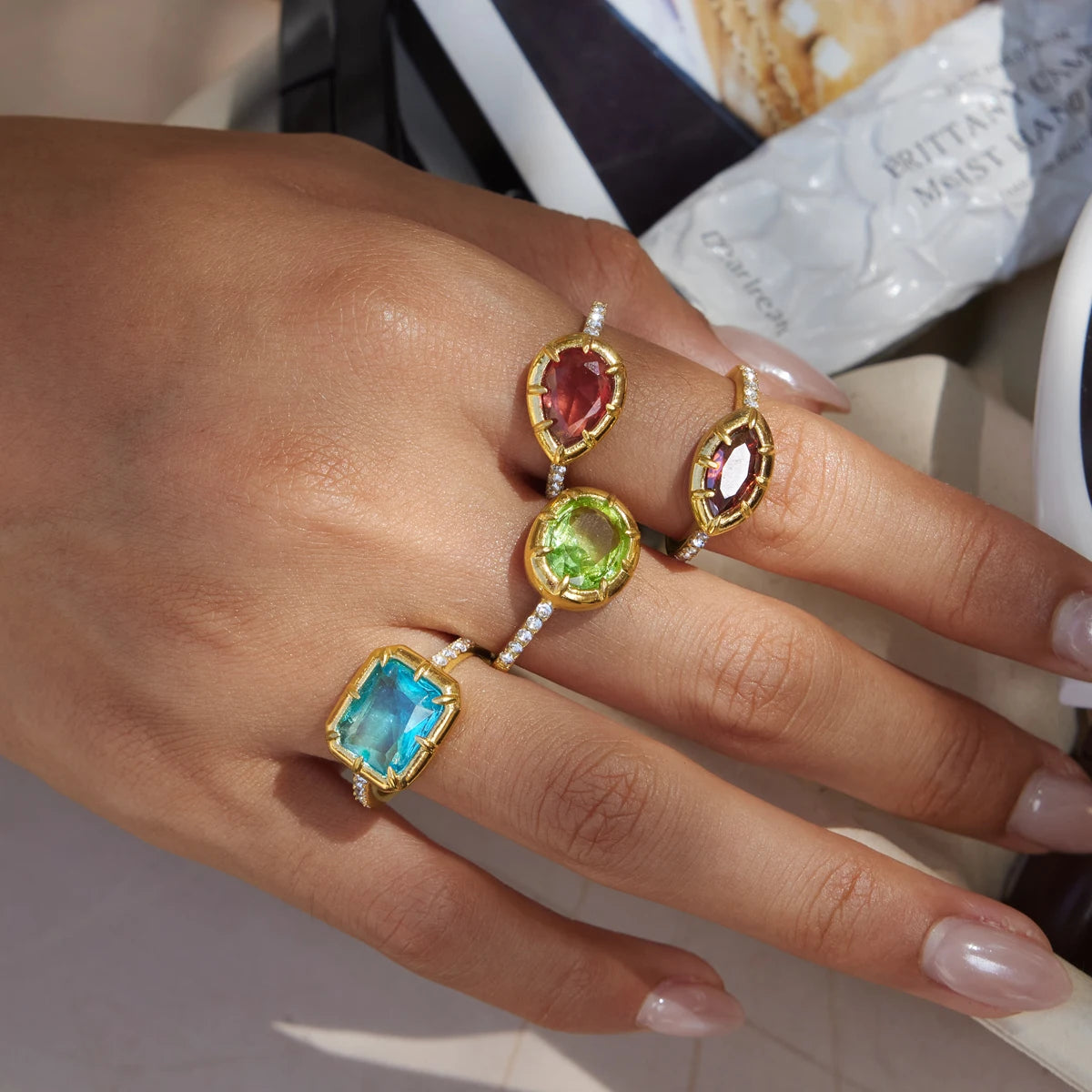 Geometric Zircon Ring