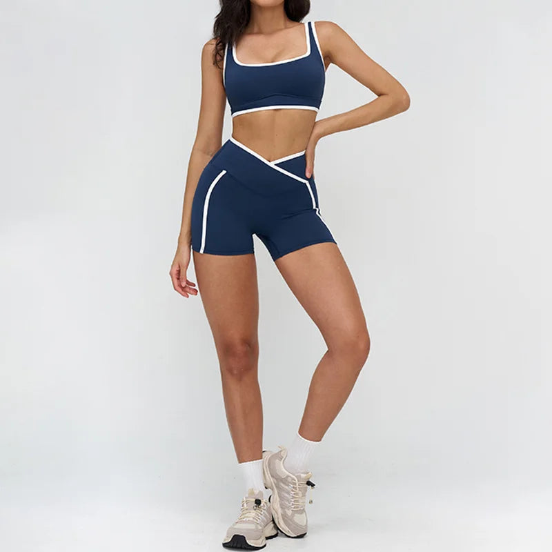 High Stretch Solid Yoga Shorts Set