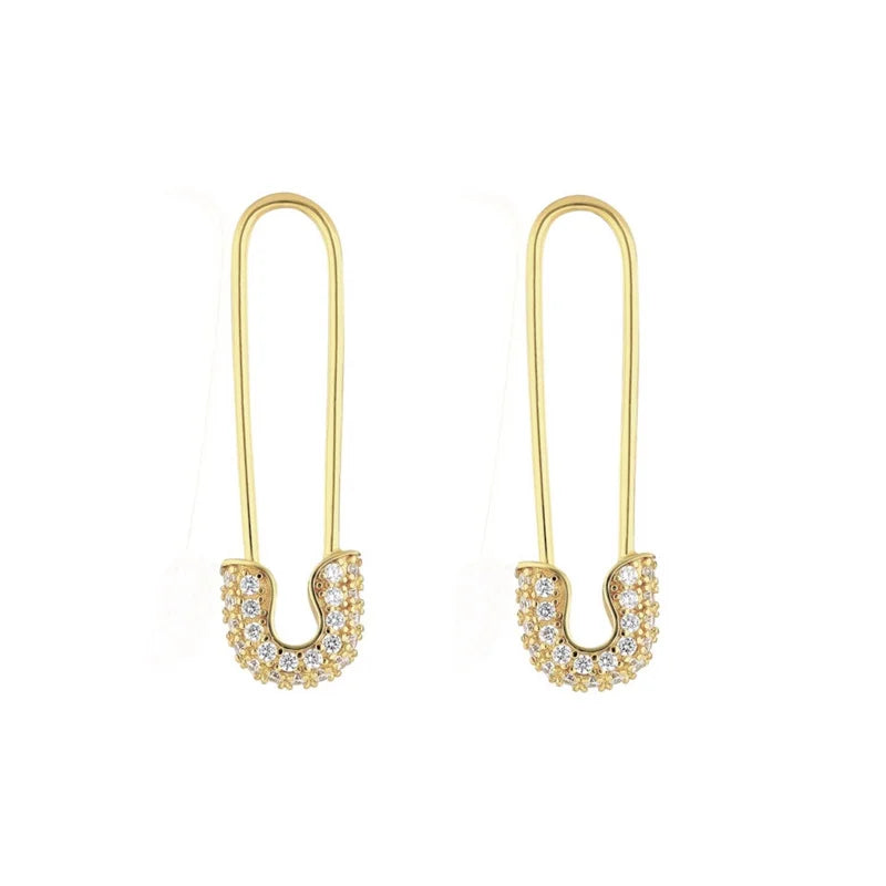 Gold silver color Stud Hoop Earrings for Women Cubic Zirconia Drop Earring Chain Circle earrings 20022 Jewelry