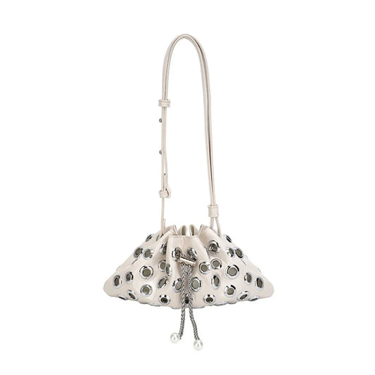 Metal Stud Rivet Bucket Shoulder Bag