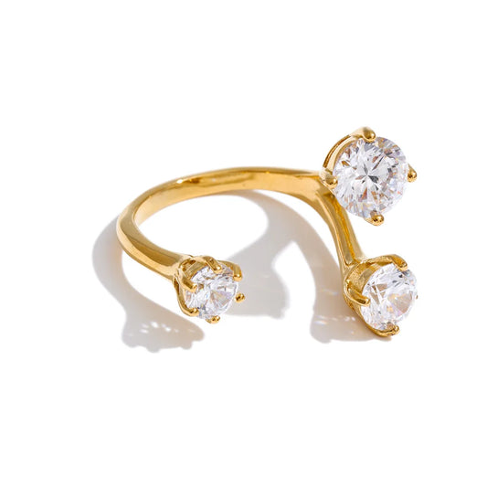 Lucie Cubic Zirconia Adjustable Ring Stainless Steel Gift