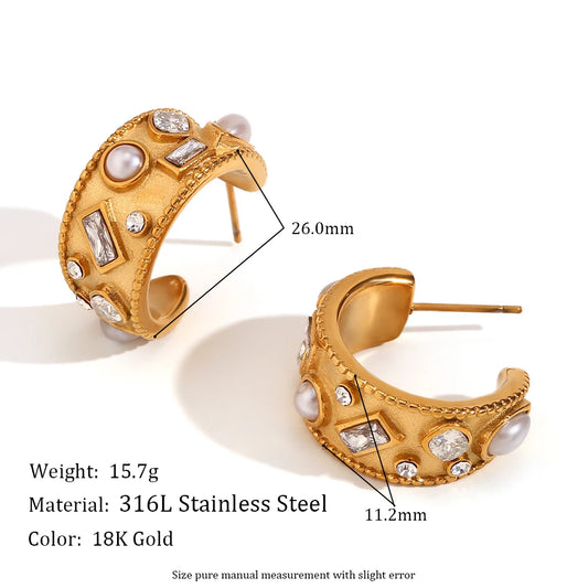 Pearl Rhinestone Earrings