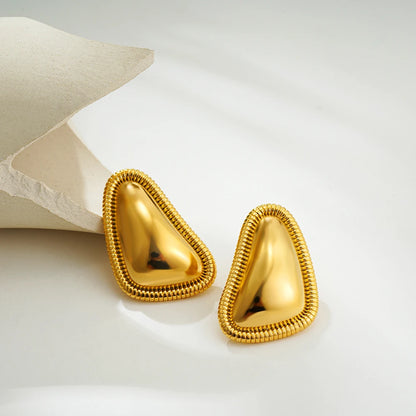 Irregular Trendy Gold Plated Triangle Stud Earrings
