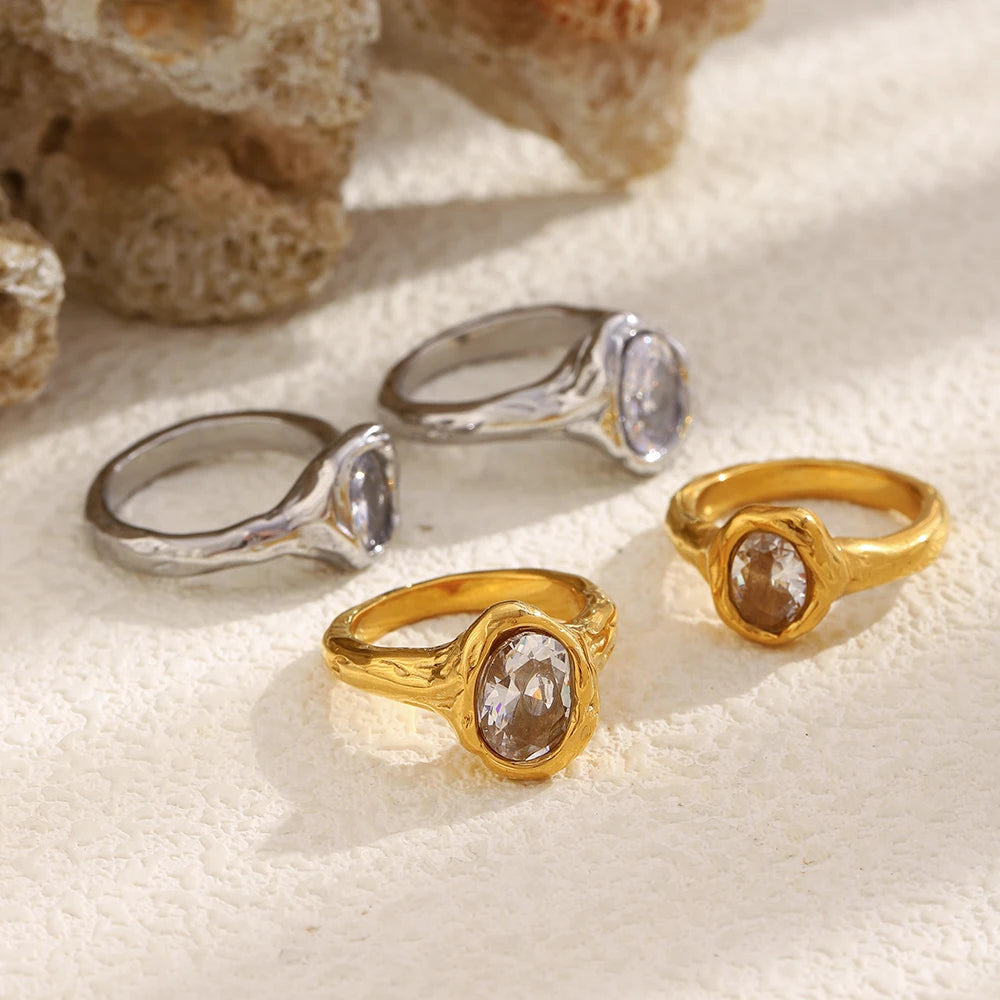 Zircon Stainless Steel Tarnish Free Ring