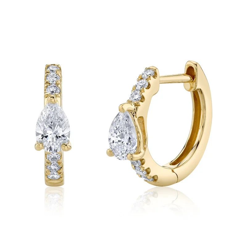 Gold silver color Stud Hoop Earrings for Women Cubic Zirconia Drop Earring Chain Circle earrings 20022 Jewelry