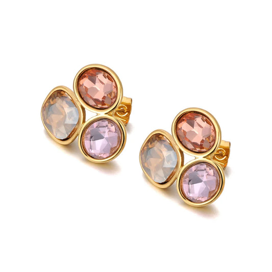 Stainless Steel Colorful Cubic Zirconia Stud Earrings - main product image