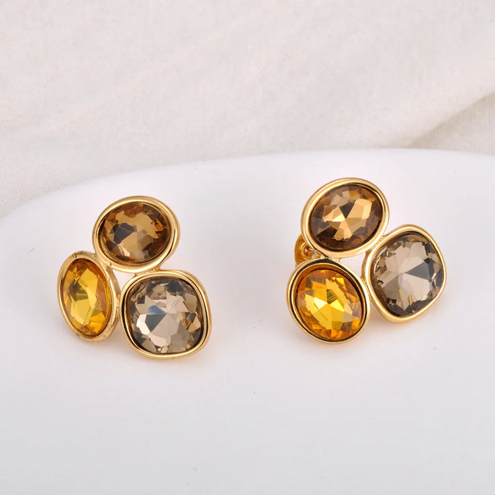 Stainless Steel Colorful Cubic Zirconia Stud Earrings - additional view 5