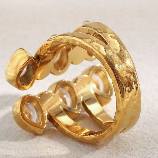 Double Layer Droplet Zircon Ring - Chic Party Jewelry - lifestyle photo