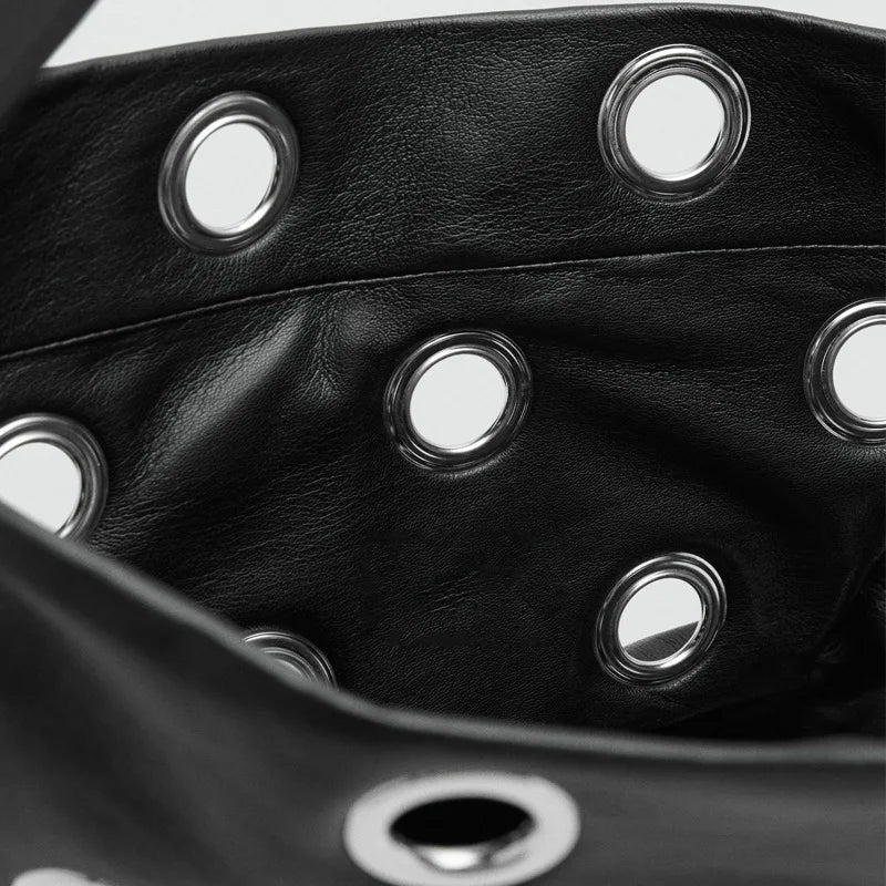 Shoulder Bag - Black Appliques Studded