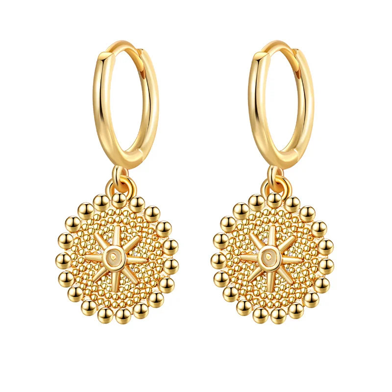 Gold silver color Stud Hoop Earrings for Women Cubic Zirconia Drop Earring Chain Circle earrings 20022 Jewelry