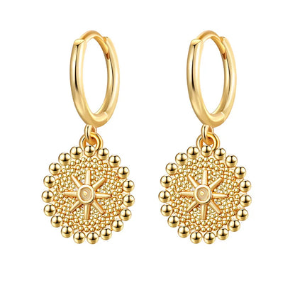 Gold silver color Stud Hoop Earrings for Women Cubic Zirconia Drop Earring Chain Circle earrings 20022 Jewelry