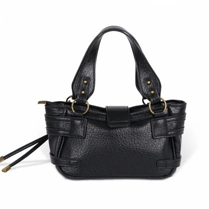 Remy Black Rivet PU Leather Hobo Shoulder Bag