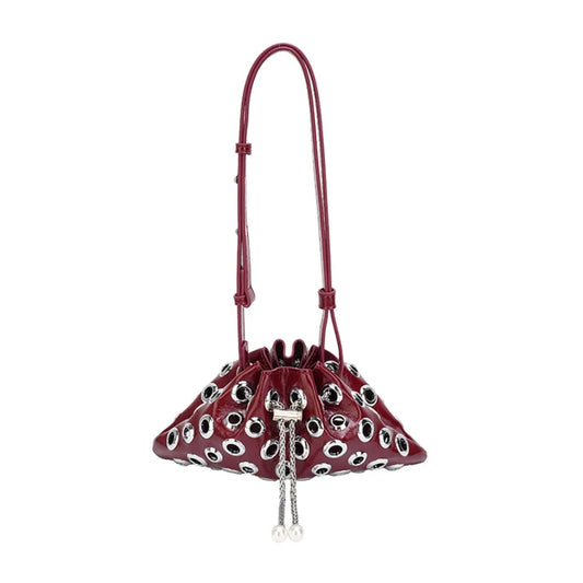 Metal Stud Rivet Bucket Shoulder Bag