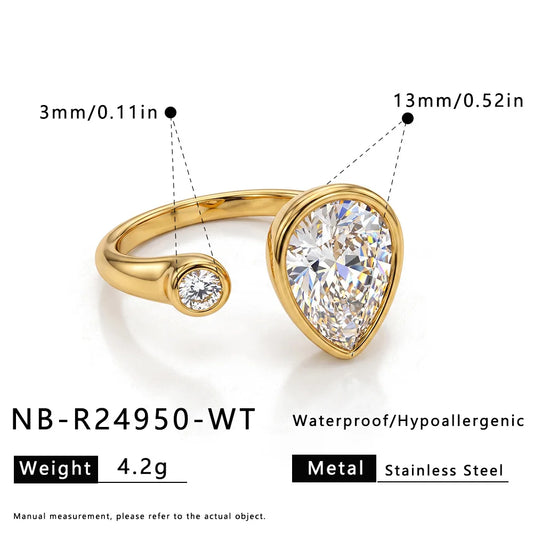 Pear Stone Open Ring