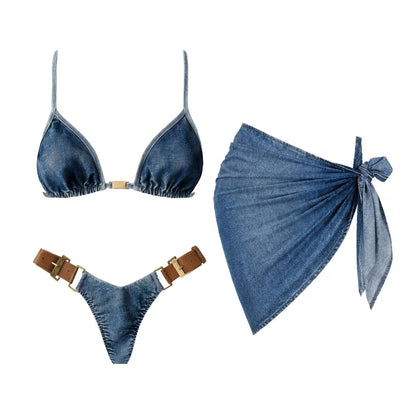 Monochrome Denim Print Bikini