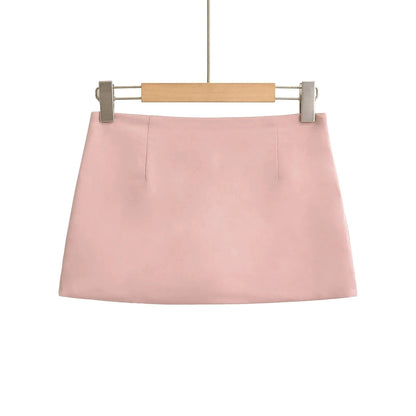 Y2K Black Satin Mini Skirt - Korean Summer Fashion